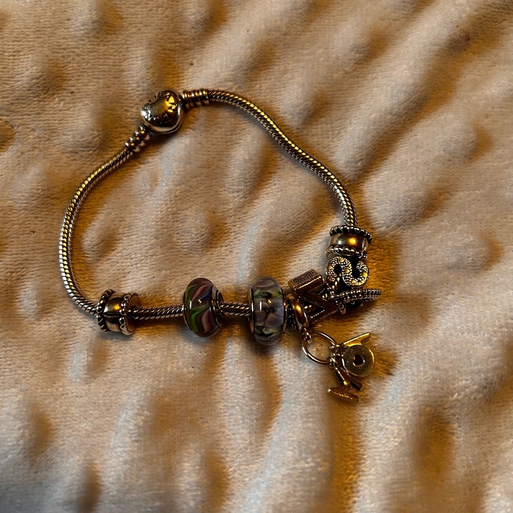Pandora Silver Charm Bracelet with Beads